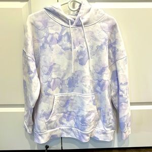 Lazypants sweatshirt in a purple tie dye pattern